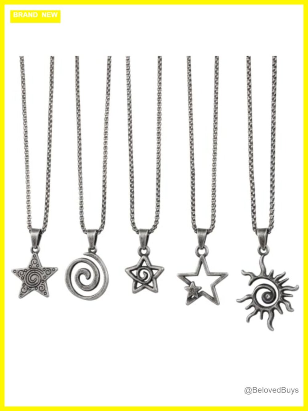 5PC Y2K Gothic Punk Necklace Set Layered Pendant Zinc Alloy